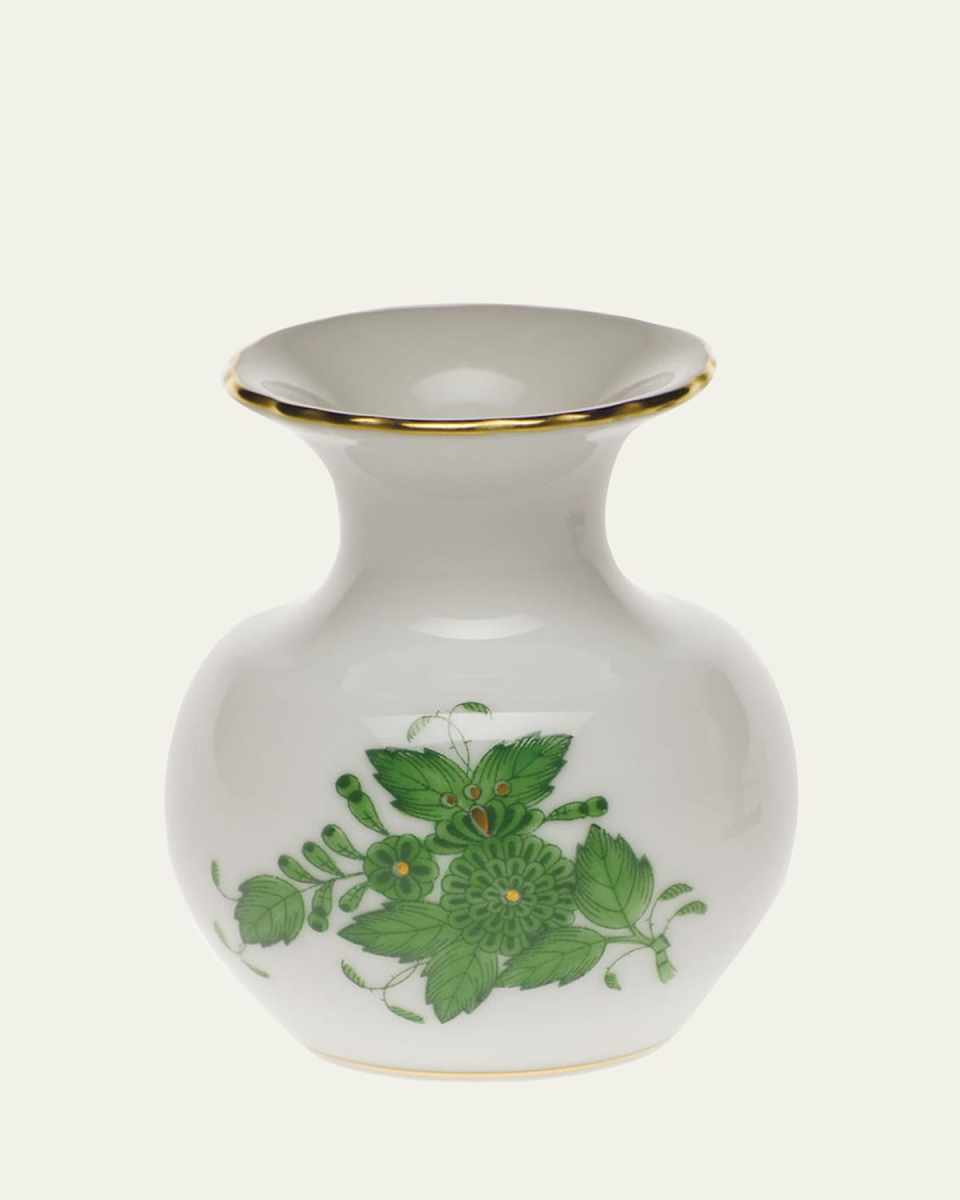 Chinese Bouquet Green Medium Bud Vase with Lip